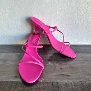Schutz Neon Pink Slide Sandal Kitten Heels in Size 11B